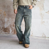 Loose Straight Leg Micro Flared Jeans For Men